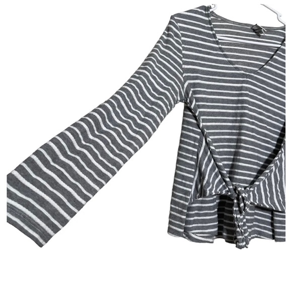 A New Day Women's Small Striped Tie Front Long Sleeve Blouse Shirt Top - Picture 6 of 6